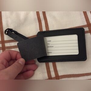 Black Faux Leather Luggage Tag